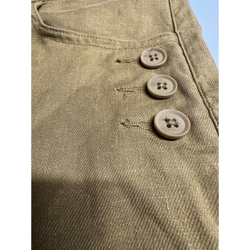 Cabi Linen Blend Sailor Flare Leg Trousers Size 2 Olive Green Beachy Vacay Chic - Picture 6 of 13